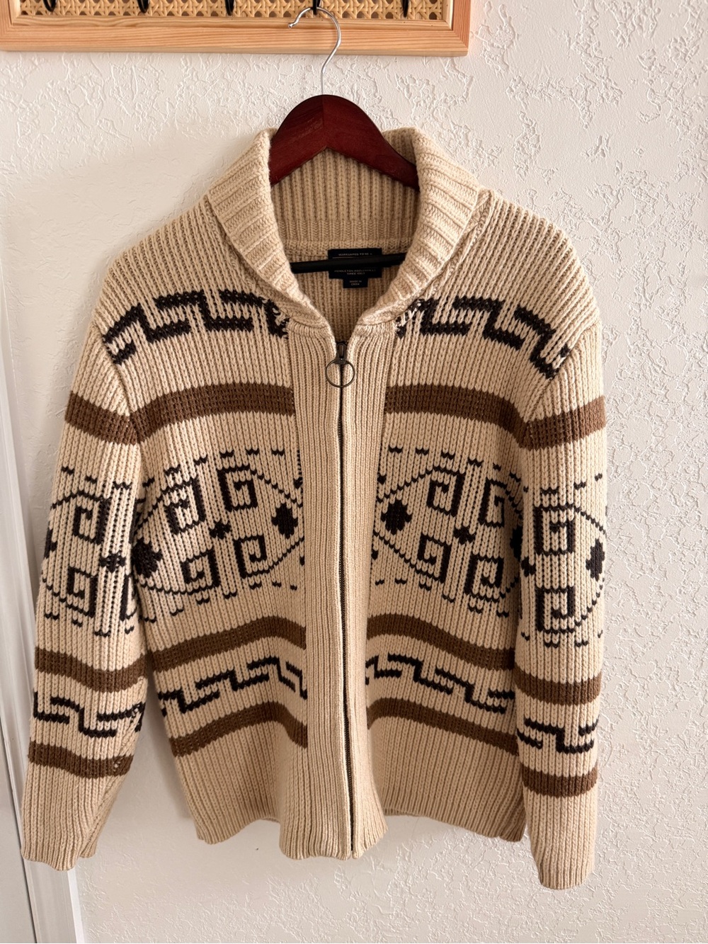 Pendleton Original Westerly “The Dude” Sweater Tan/Brown 100% Lambswool Men’s M